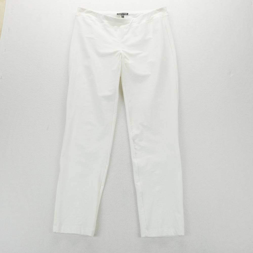 Eileen Fisher Womens Small White Stretch Crepe Pull On Straight Leg Pants
